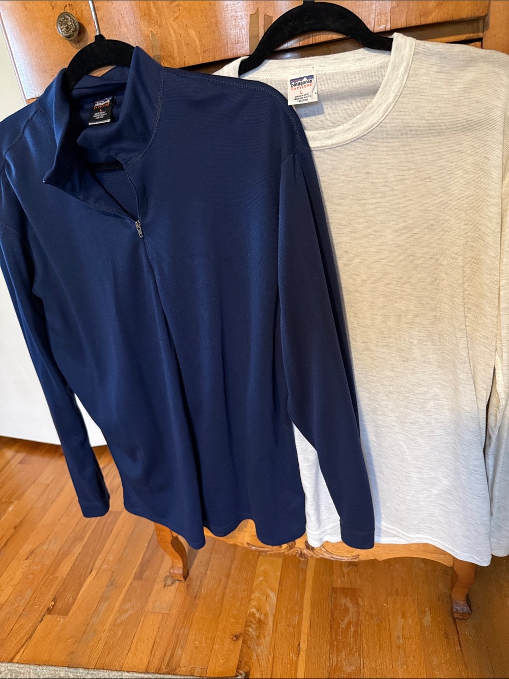 2 Mid-weight Capilene Long sleeve Patagonia  Base Layer Shirts- crew and 1/4 zip